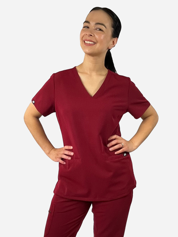 Gigi Classic Scrub Top - Burgundy
